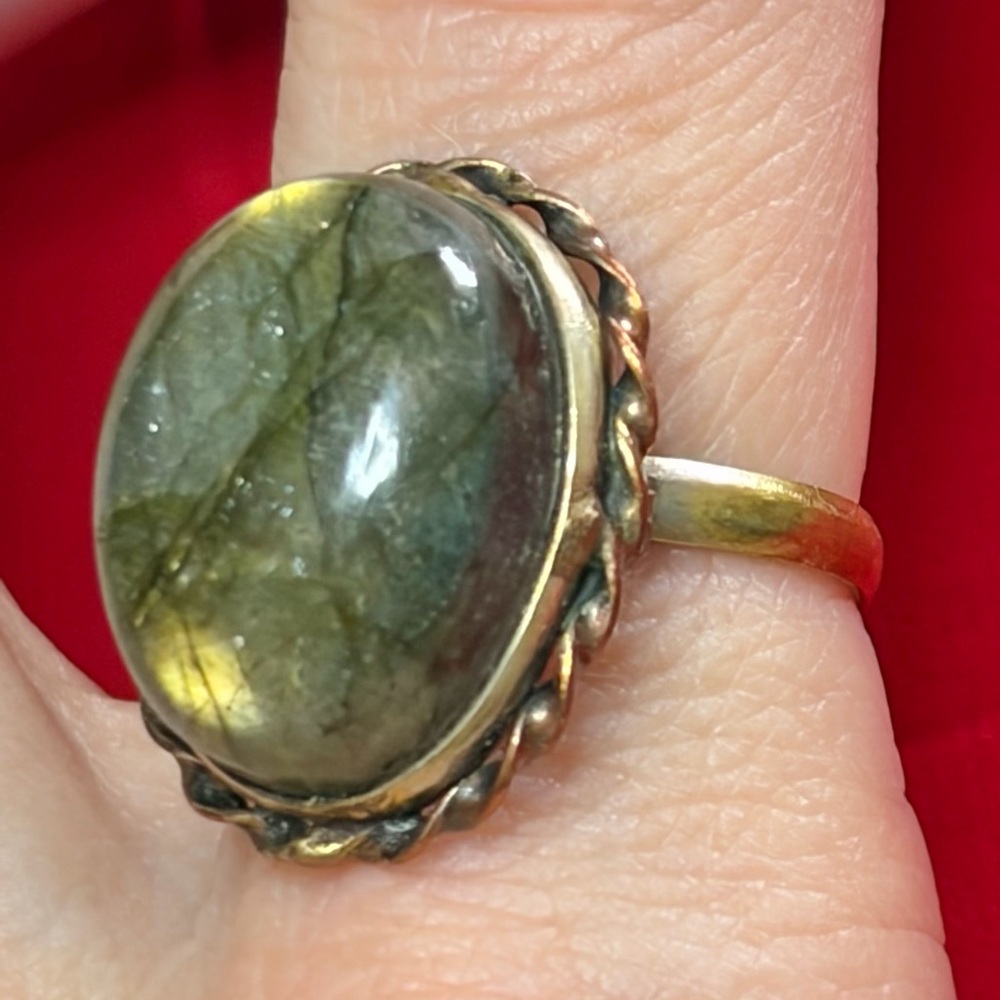 Vintage Labradorite Sterling Silver Statement Ring Size 7